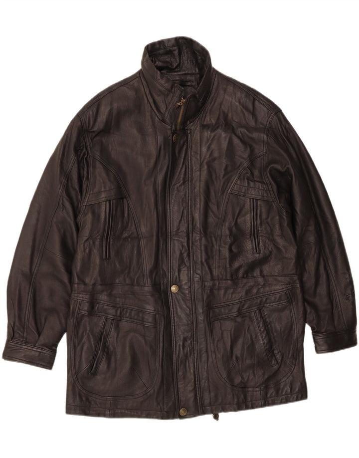 Geacă din piele vintage pentru bărbați IT 52 XL din piele neagră