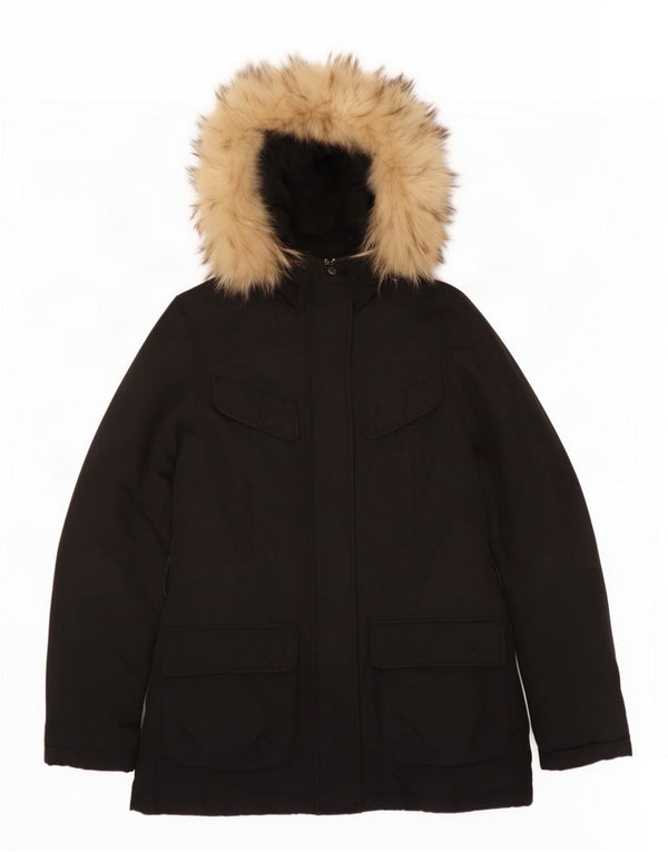 Jachetă căptușită cu glugă Woolrich pentru femei UK 10 Small Black