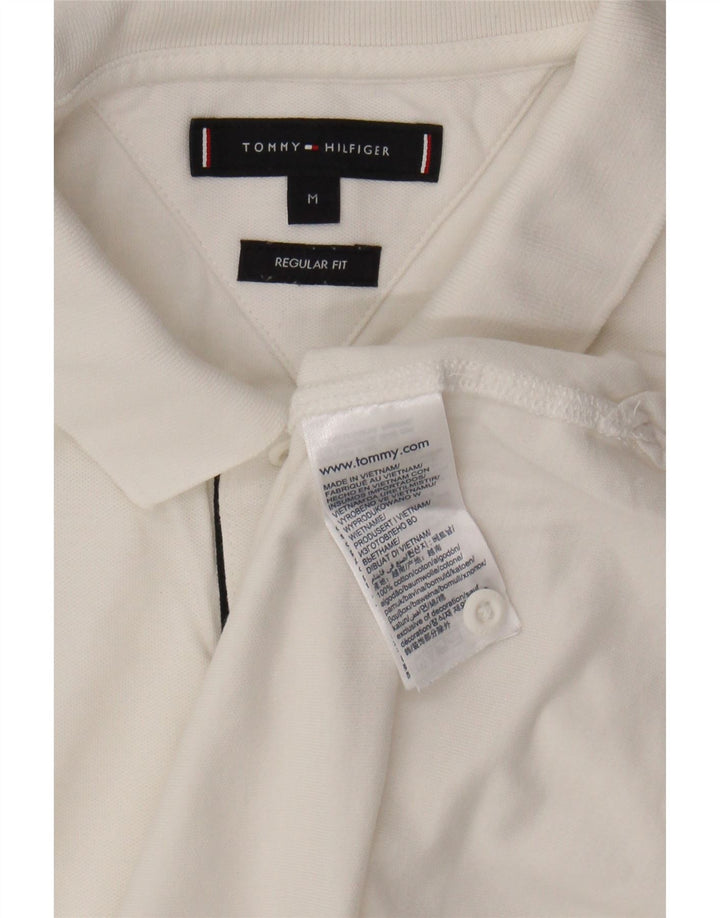 TOMMY HILFIGER Mens Regular Fit Polo Shirt Medium White Cotton