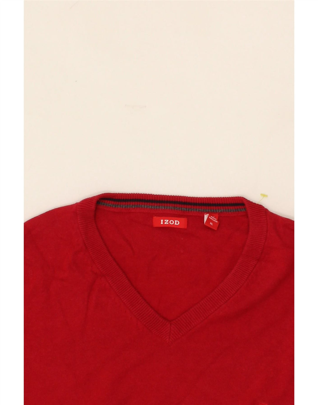IZOD Mens V-Neck Jumper Sweater XL Red Cotton Vintage Izod and Second-Hand Izod from Messina Hembry 