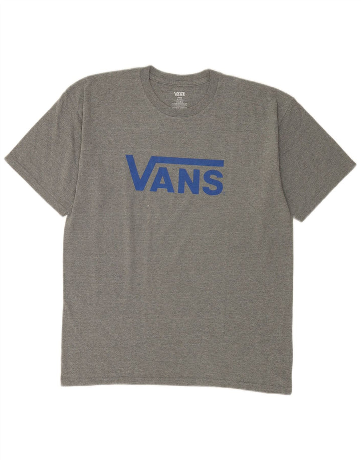 Tricou grafic Vans pentru bărbați Top mare, gri, bumbac cu pete