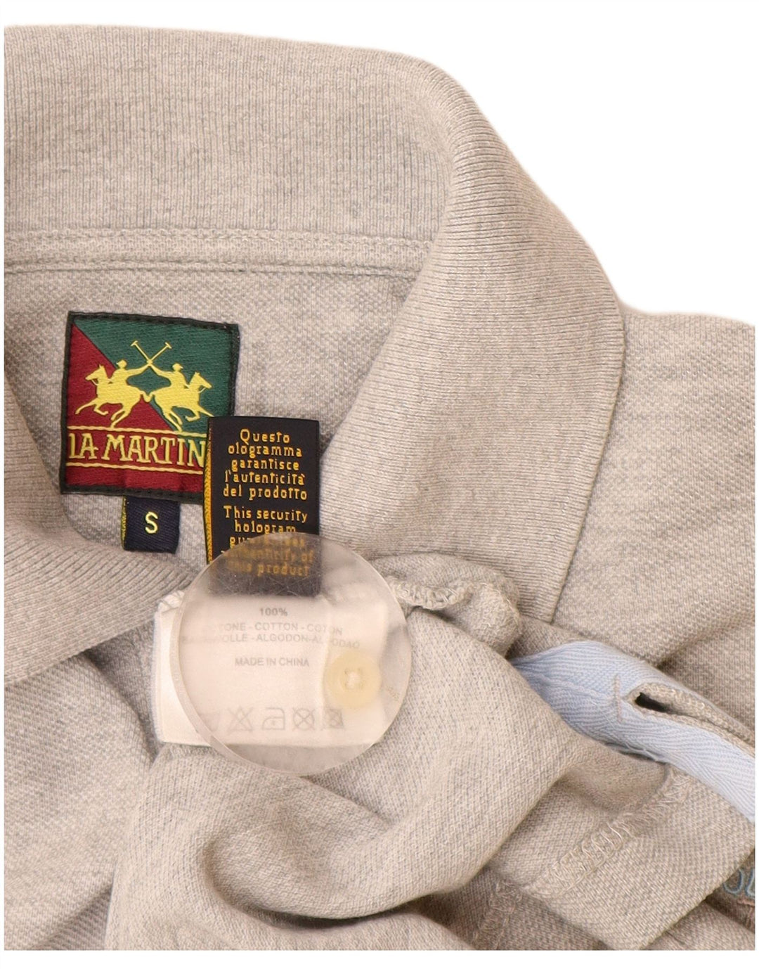 Tricou polo La Martina pentru bărbați, bumbac gri mic