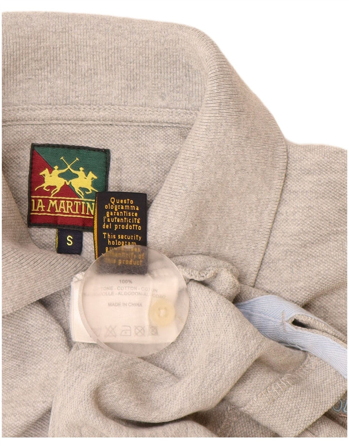 Tricou polo La Martina pentru bărbați, bumbac gri mic