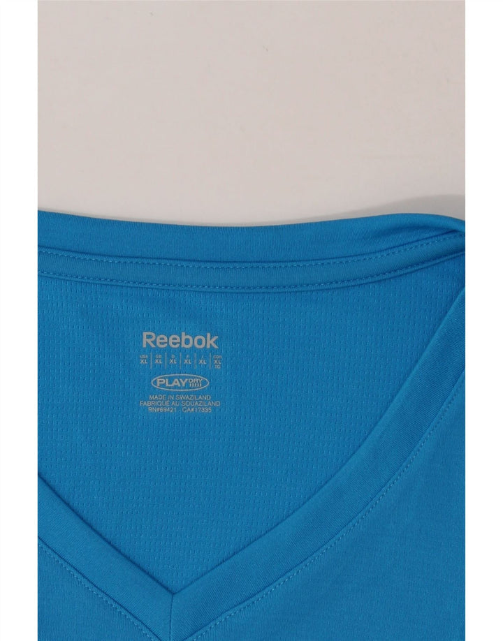 REEBOK Womens T-Shirt Top UK 18 XL Blue Polyester Vintage Reebok and Second-Hand Reebok from Messina Hembry 