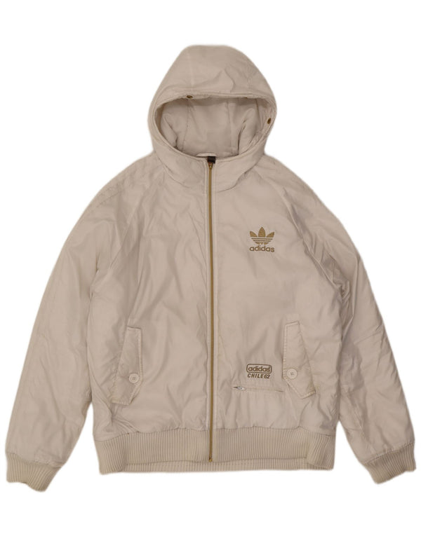 Adidas Mens Hooded Bomber Jacket UK 40 Large White