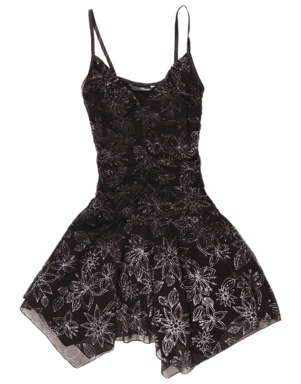 Rochie asimetrică fără mâneci pentru femei Jane Norman UK 14 Medium Black Floral
