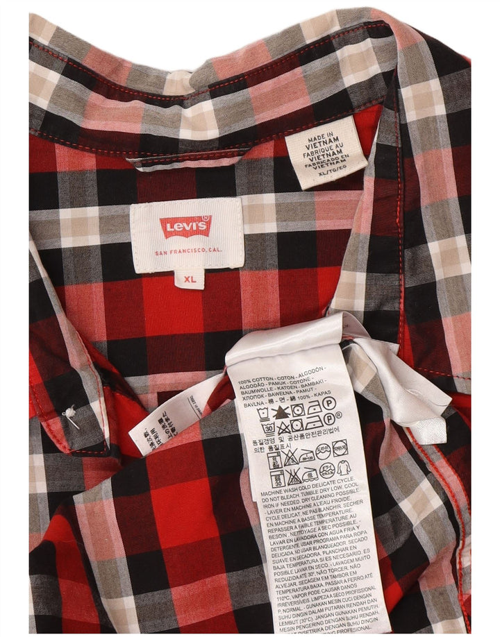 Cămașă pentru bărbați Levi's XL, bumbac cu carouri roșii