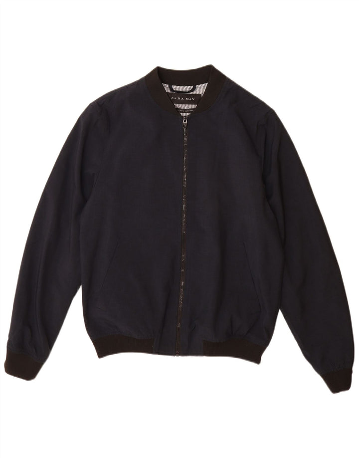 Bomber pentru bărbați Zara UK 40 mare, albastru, poliester