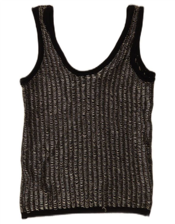 Top cu vestă pentru femei Zara UK 12 Medium Black Striped Viscose