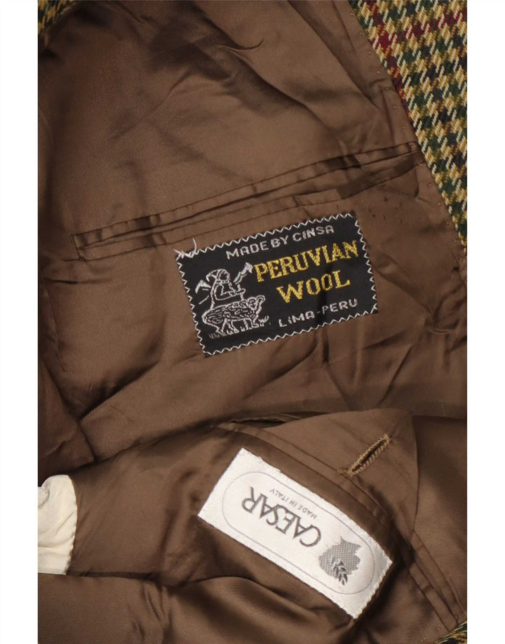 Jachetă Blazer pentru bărbați Caesar cu 2 nasturi Marea Britanie 38 Medium Khaki Houndstooth Classic