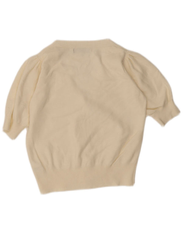 Pulover bolero cu mânecă scurtă pentru femei Marks & Spencer UK 10 mic alb