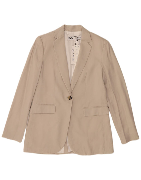 Sacou blazer pentru femei Zara cu 1 nasture UK 6 XS Bej Lyocell