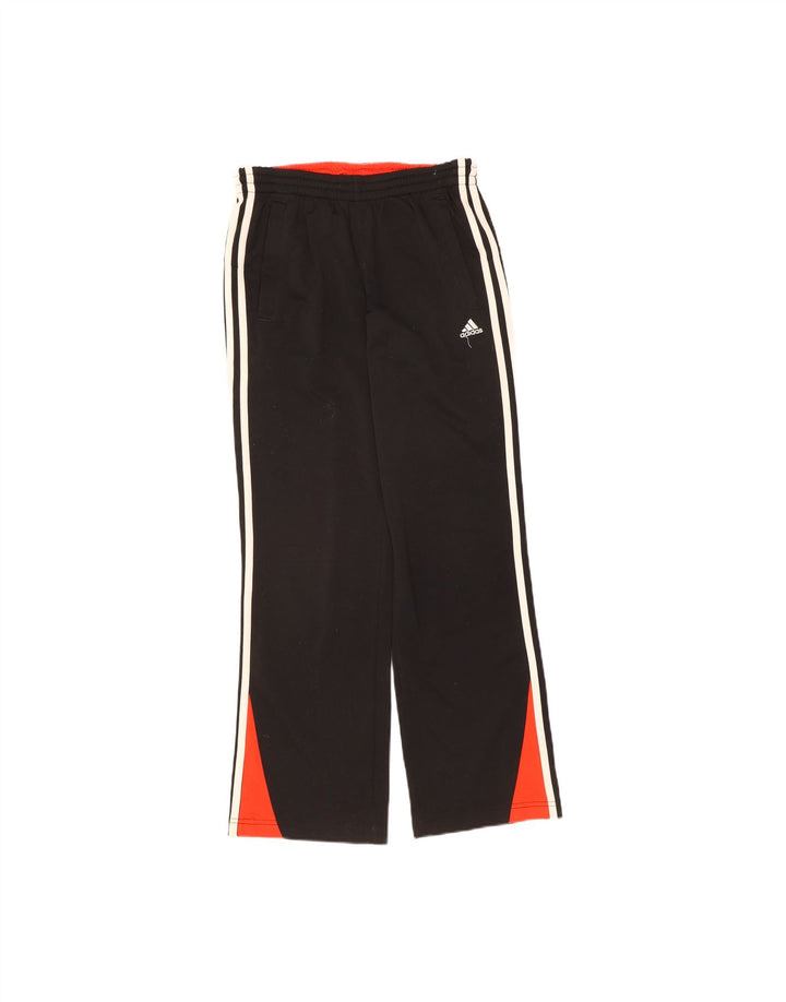 ADIDAS Boys Tracksuit Trousers 13-14 Years Black Colourblock Polyester