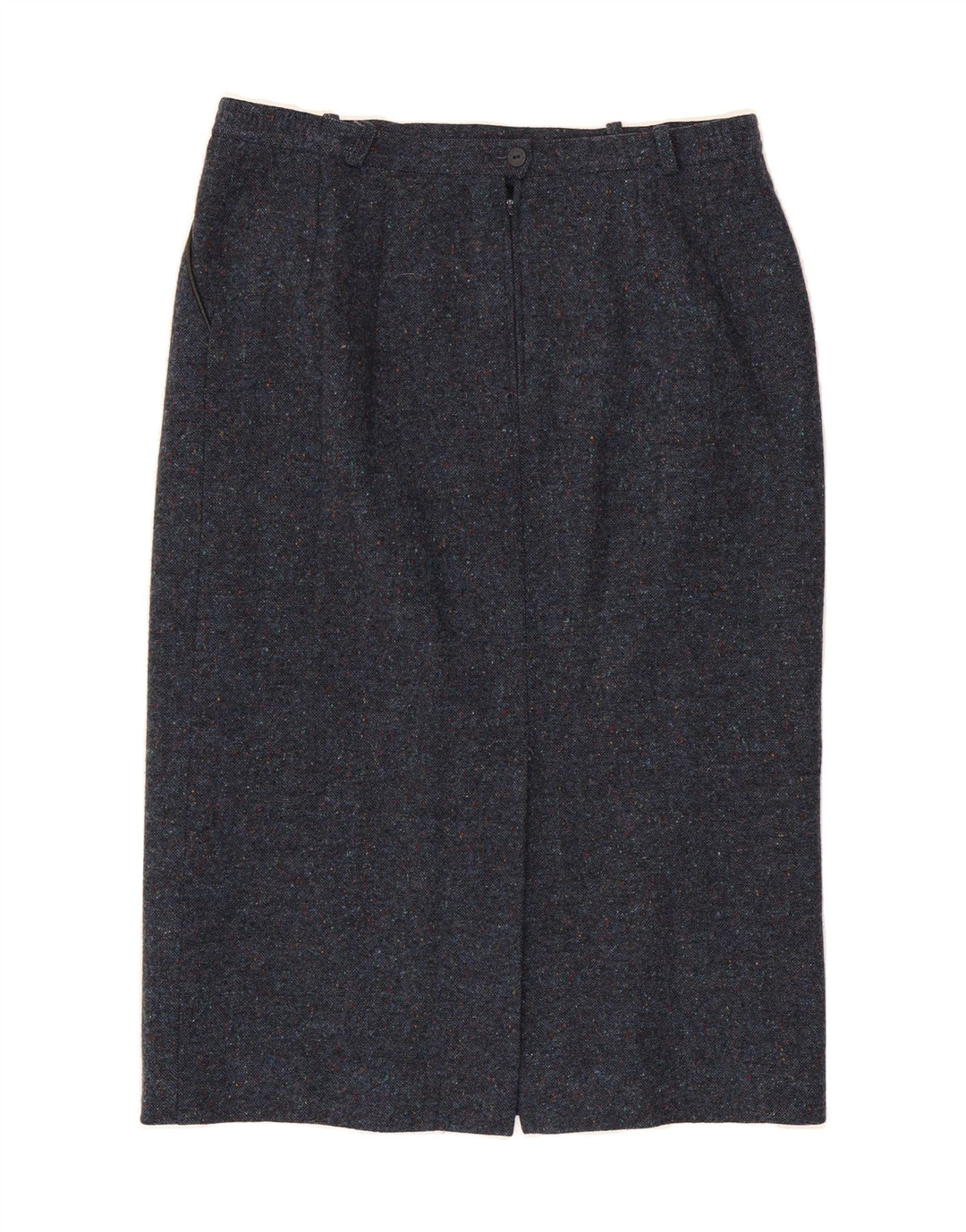 BRENDELLA Womens Pencil Skirt W34 Large  Navy Blue Flecked Wool Vintage Brendella and Second-Hand Brendella from Messina Hembry 