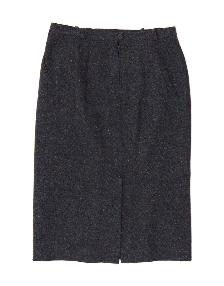 BRENDELLA Womens Pencil Skirt W34 Large  Navy Blue Flecked Wool Vintage Brendella and Second-Hand Brendella from Messina Hembry 