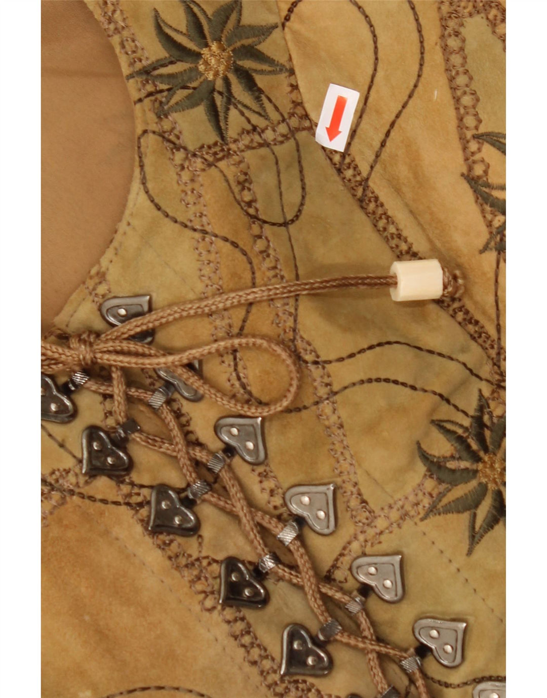 Vestă de damă VINTAGE din piele intoarsa EU 38 maro mediu din piele florala