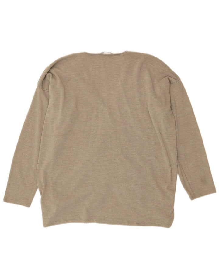 Top supradimensionat pentru femei Zara cu mânecă lungă UK 12 Medium Bej Poliester