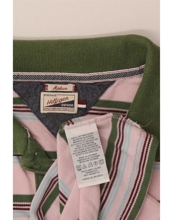Tricou polo Tommy Hilfiger pentru bărbați, bumbac cu dungi roz mediu