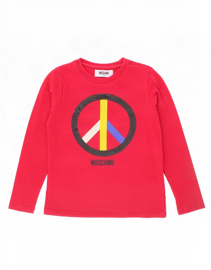 Moschino Boys Graphic Top Maneca Lunga 5-6 Ani Rosu