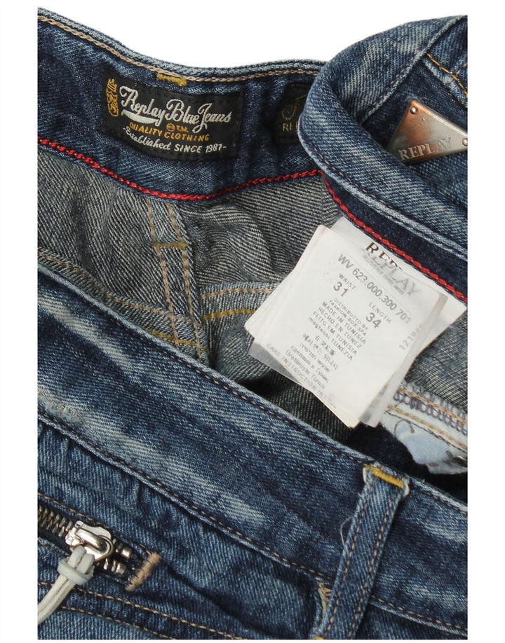 Replay Blugi Distressed drepte pentru femei W31 L34 Bumbac albastru