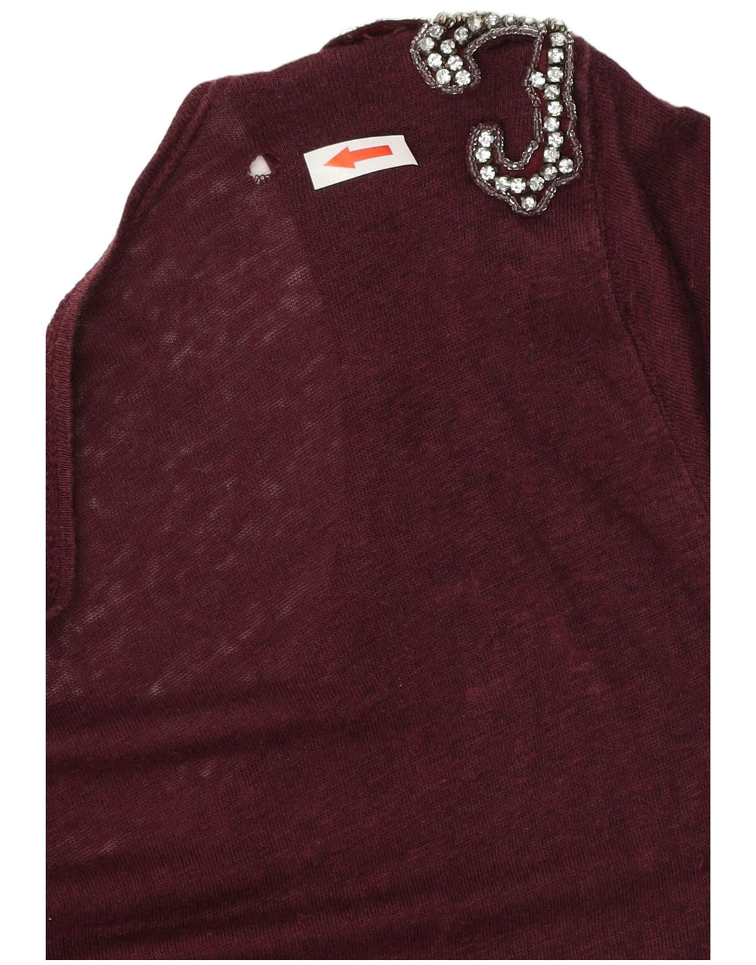 Top tricou pentru femei Zara UK 14 Medium Burgundy