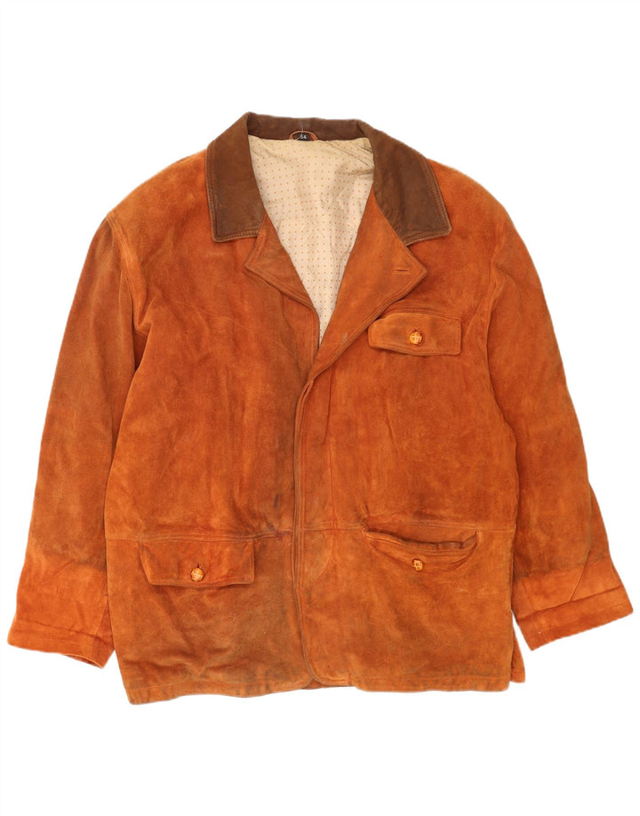 Jachetă vintage bărbătească din piele intoarsa EU 54 2XL din piele maro