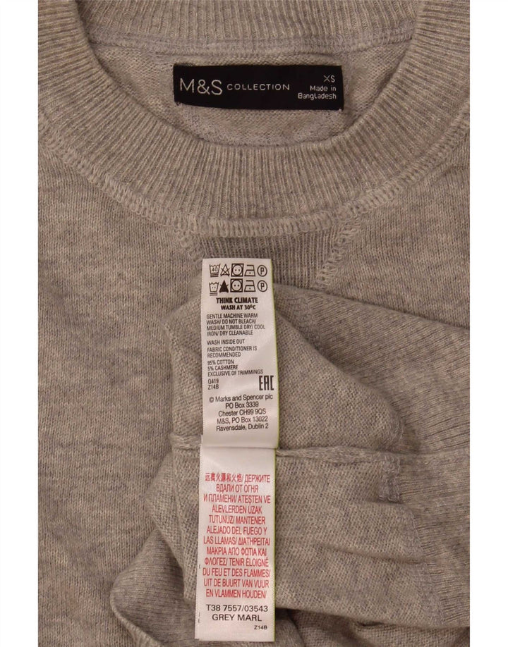 Pulover pentru bărbați Marks & Spencer cu gât roșu XS bumbac gri