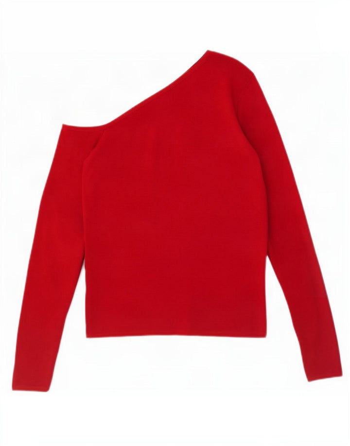 Top Crop One Shoulder pentru femei Zara UK 12 Medium Red Viscose