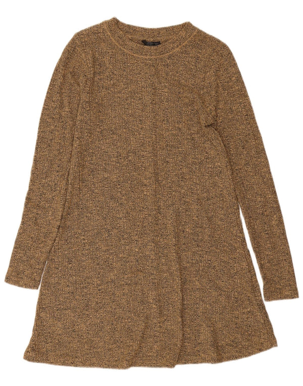 Rochie cu mânecă lungă pentru femei Topshop UK 10 Poliester cu pete, bej, mic
