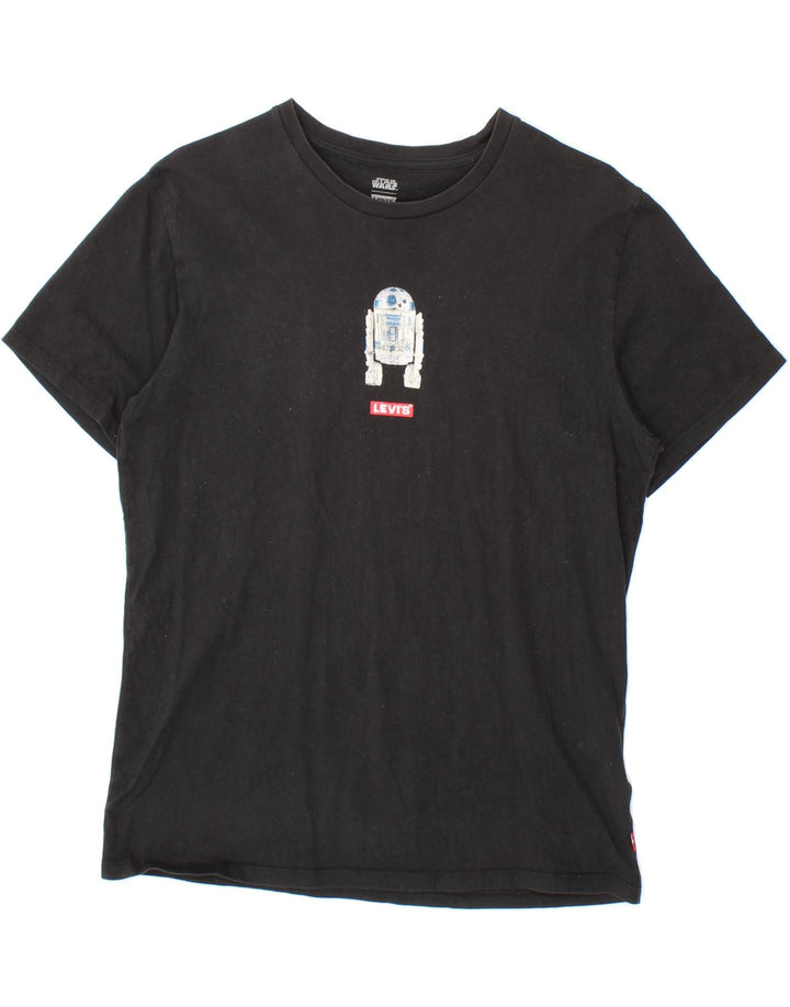 LEVI'S Womens Graphic T-Shirt Top UK 12 Medium Black Cotton Vintage Levi's and Second-Hand Levi's from Messina Hembry 