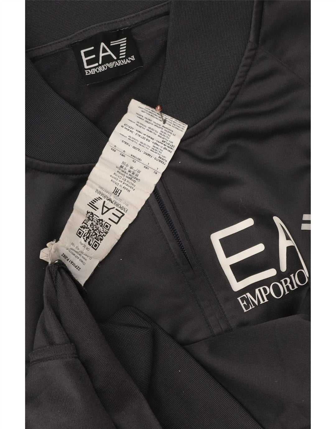 Jachetă de trening cu grafică pentru bărbați Emporio Armani, poliester mare, gri