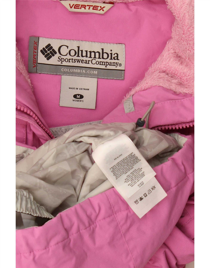 Jachetă de ploaie Columbia pentru femei cu glugă, UK 14, nailon roz mediu