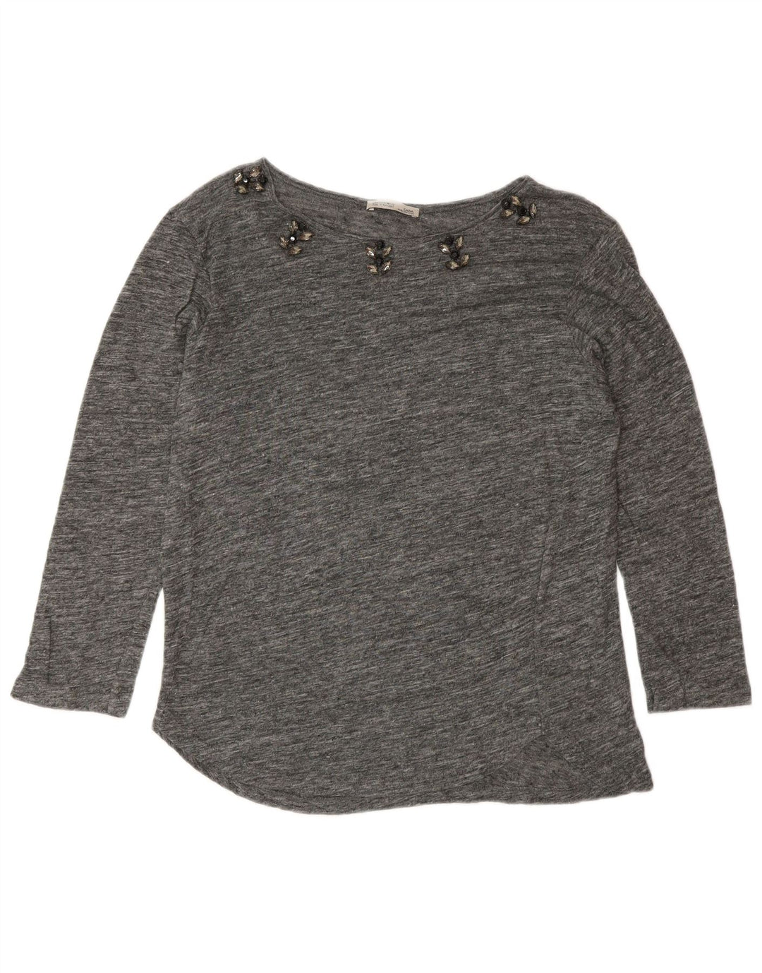 Top pentru femei Zara cu mâneci 3/4 UK 14 Medium Gri Pete