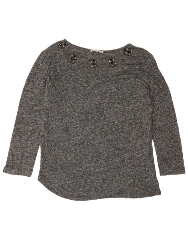 Top pentru femei Zara cu mâneci 3/4 UK 14 Medium Gri Pete