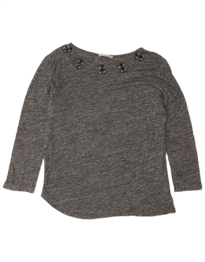 Top pentru femei Zara cu mâneci 3/4 UK 14 Medium Gri Pete
