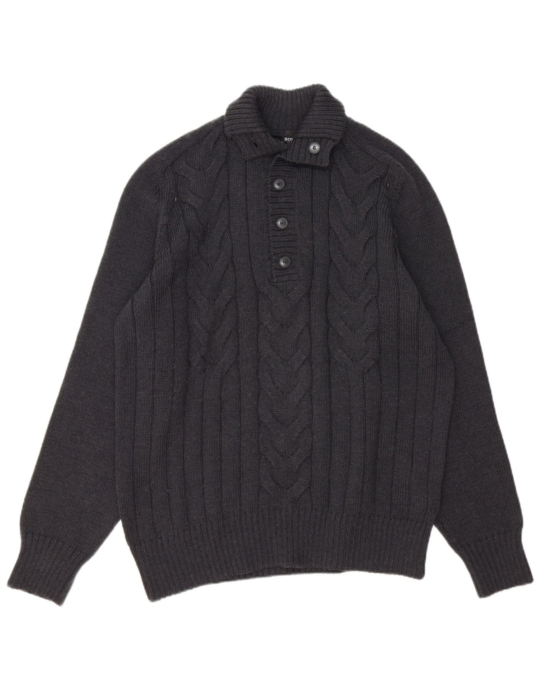 Pulover pentru bărbați Hugo Boss Slim Fit, cu gât cu nasturi, XL, gri