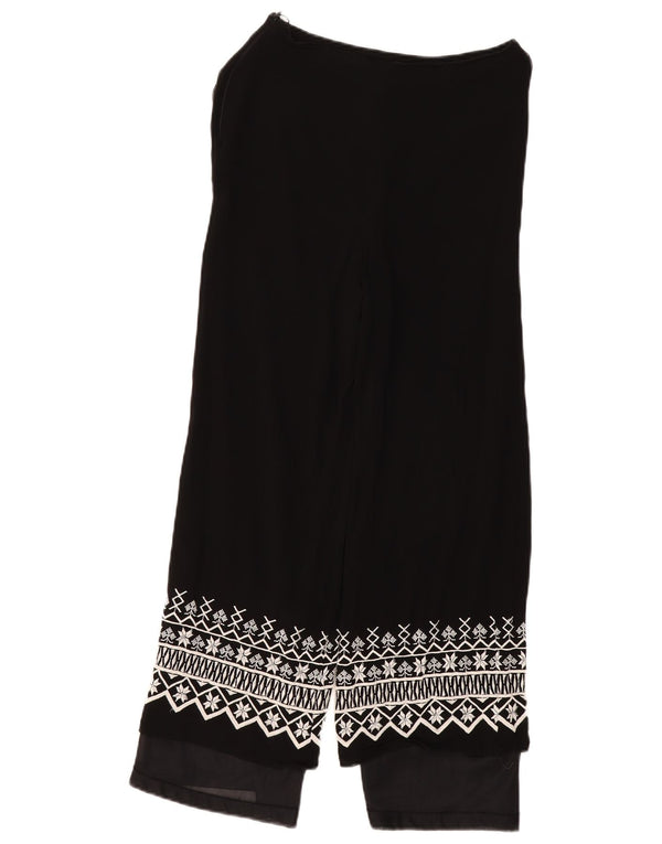 Pantaloni drepți casual dama vintage W28 L27 negru geometric