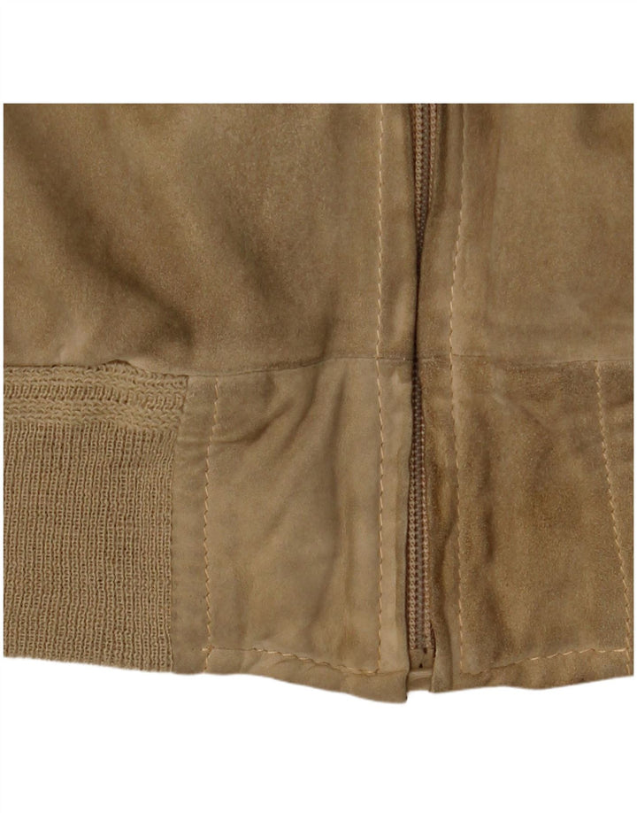 Bomber vintage pentru bărbați din piele intoarsa UK 38 Bej mediu