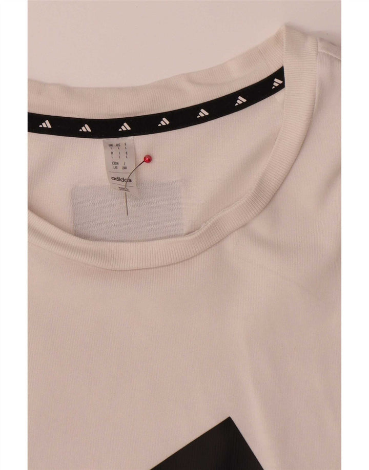 Tricou grafic Adidas pentru bărbați Top mare din bumbac alb