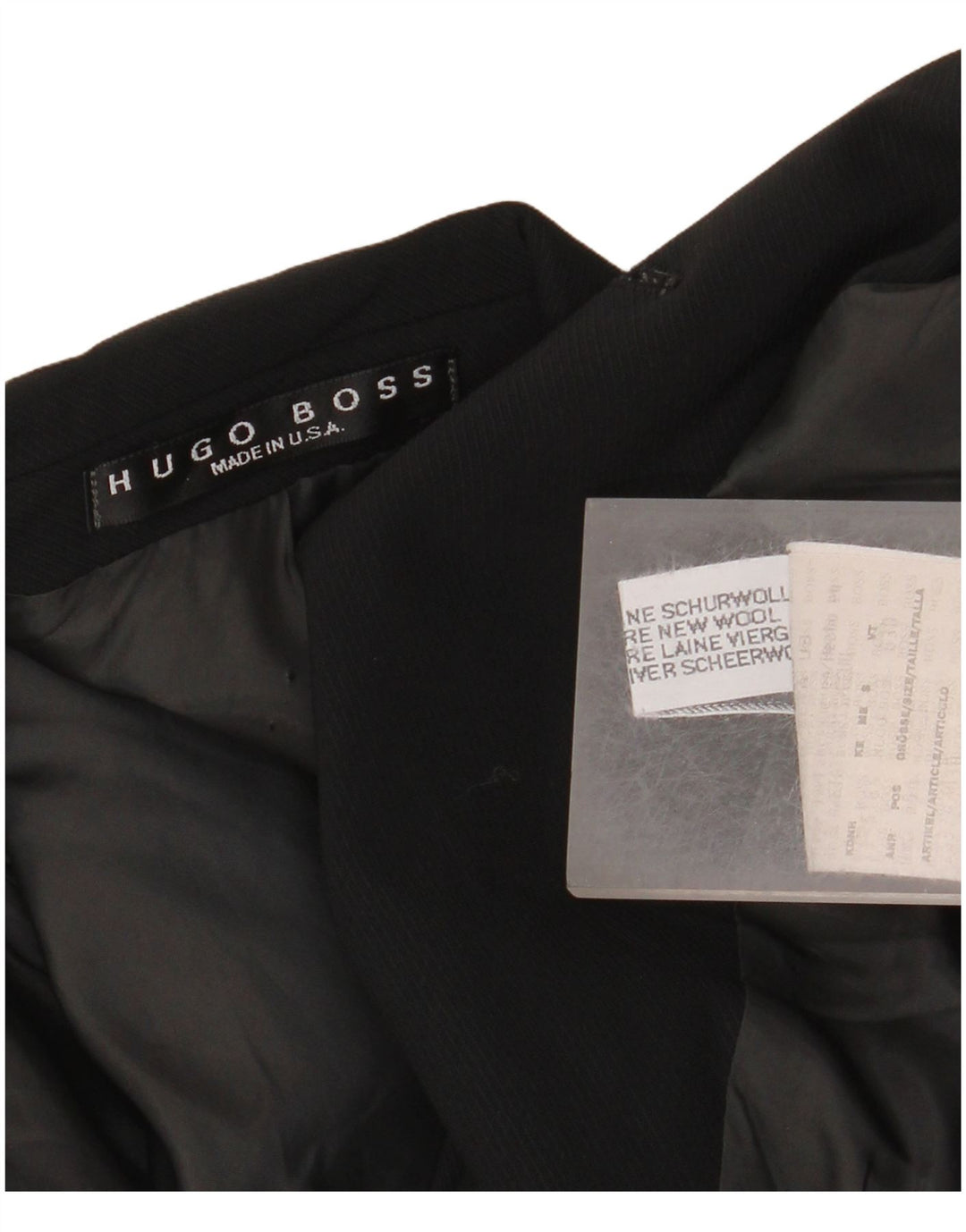 Blazer pentru bărbați HUGO BOSS, cu 3 nasturi, UK 40, lână neagră mare
