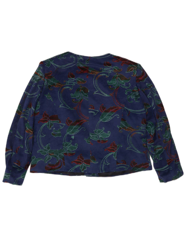 Top cardigan vintage pentru femei UK 14 mare albastru floral