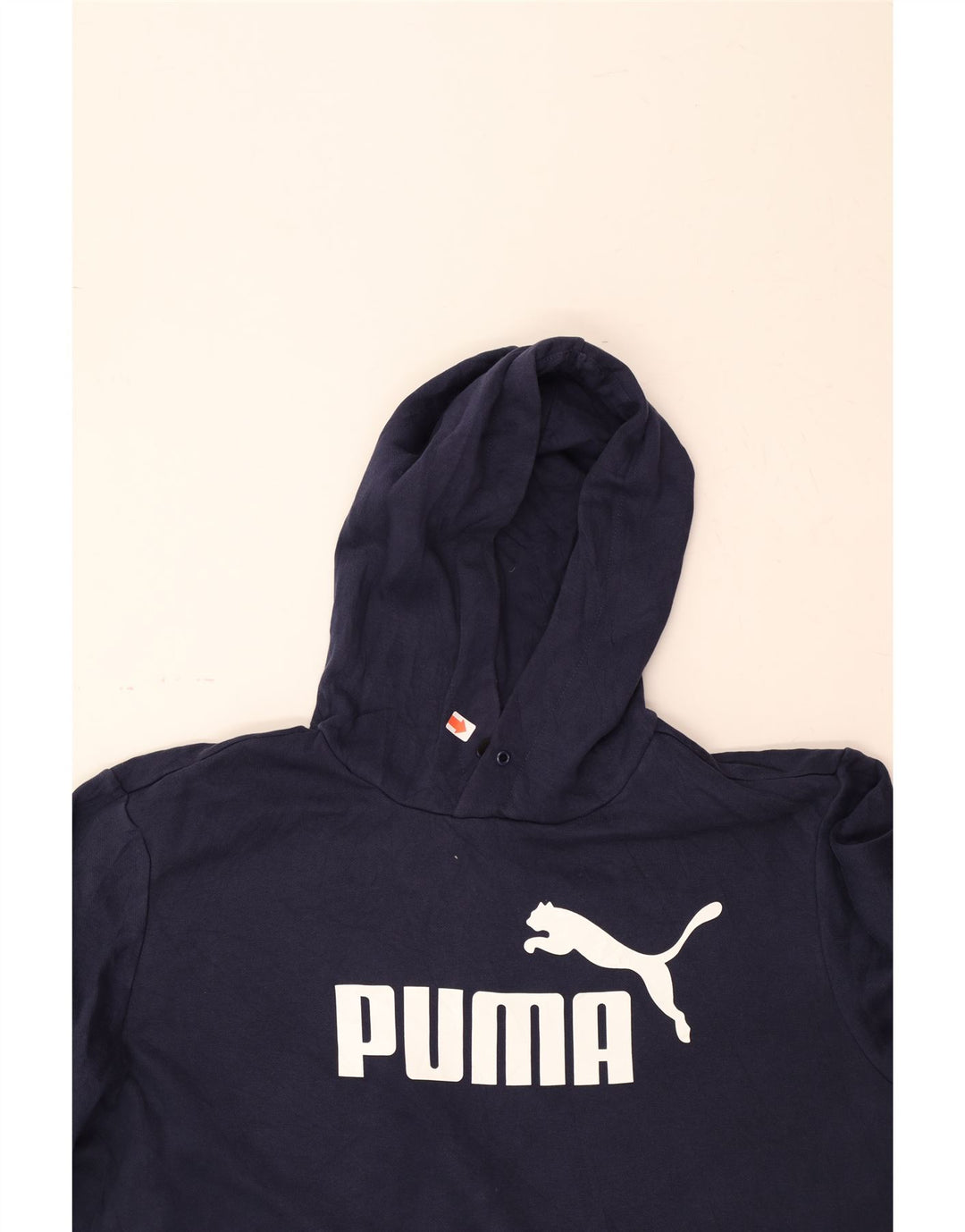 PUMA Mens Graphic Hoodie Jumper Large Navy Blue Vintage Puma and Second-Hand Puma from Messina Hembry 