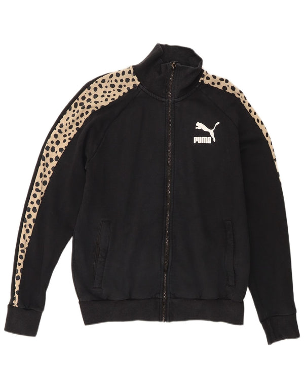Jachetă de top de trening supradimensionată Puma pentru femei UK 10 Small Black Animal Print