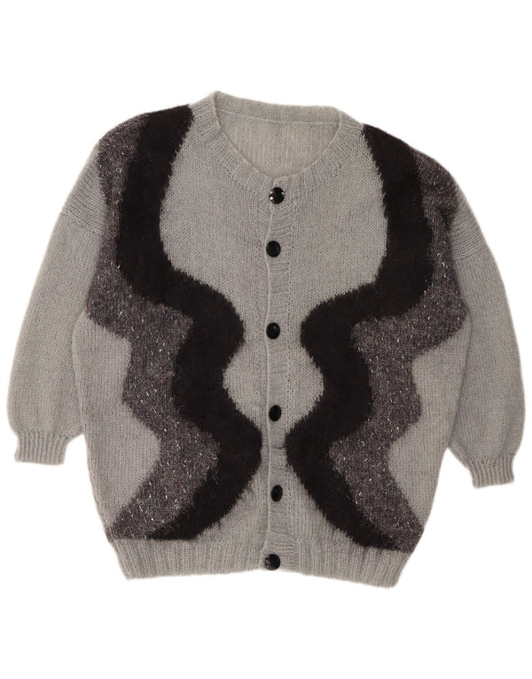 Pulover cardigan pentru femei VINTAGE UK 20 2XL Gri Colorblock