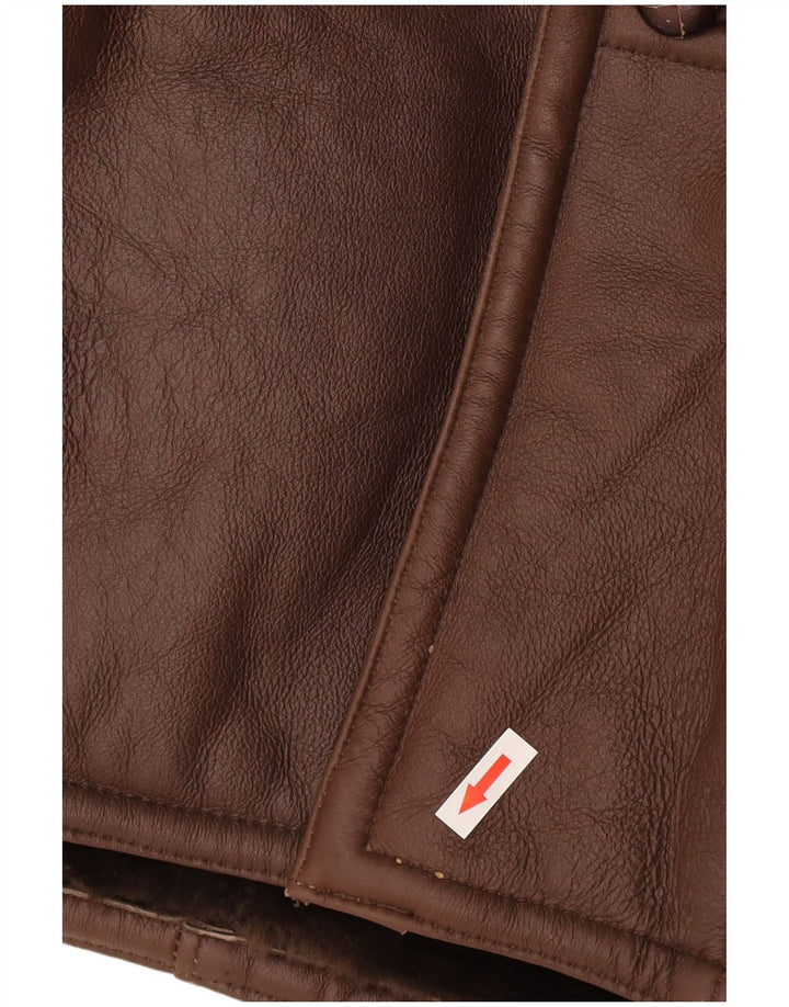 Jachetă vintage pentru bărbați din shearling IT 50 mare, maro, din shearling
