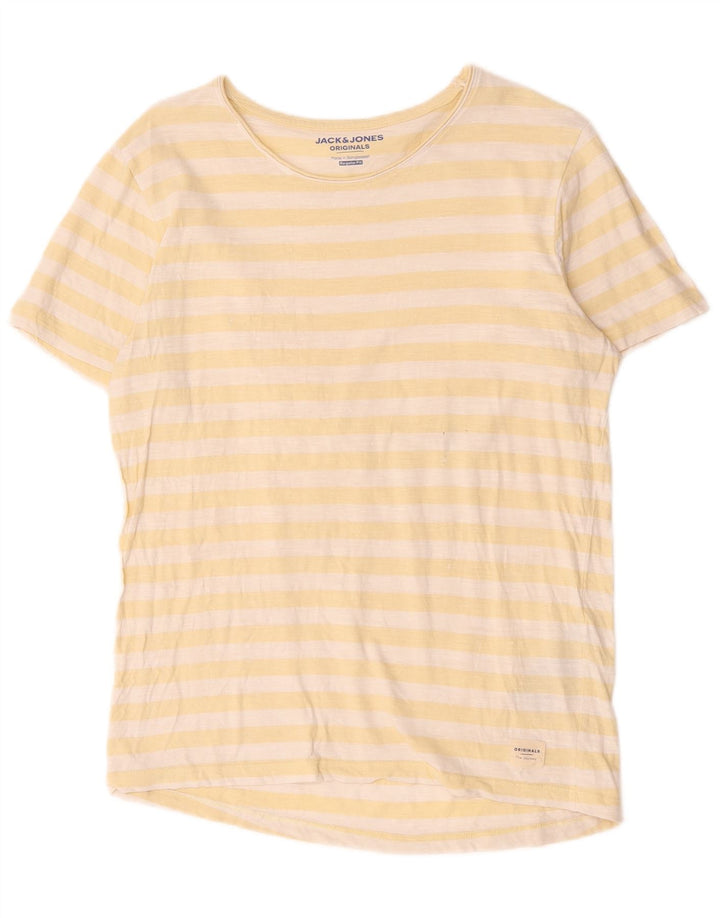 Tricou Jack & Jones pentru bărbați Top din bumbac cu dungi galbene medii