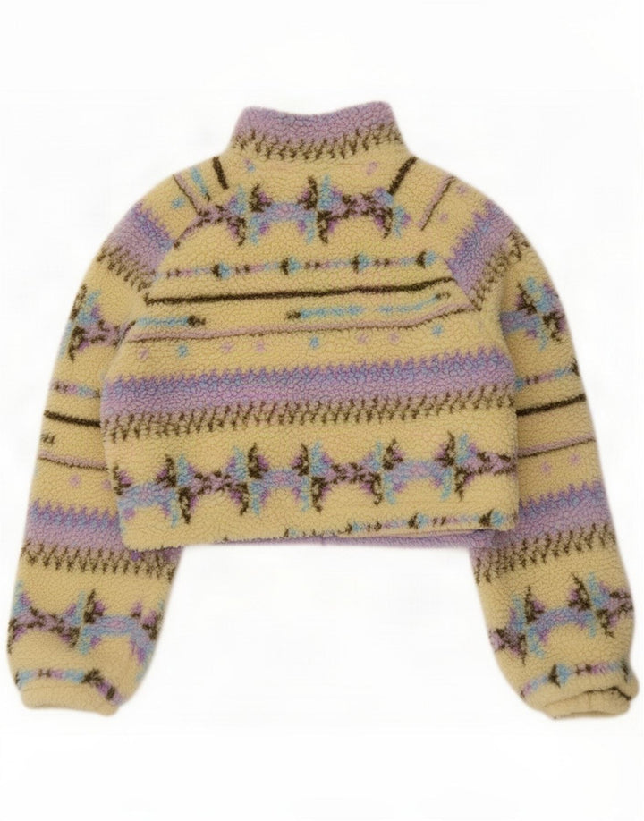 Pull & Bear pentru femei Crop Fleece Jacket UK 6 XS Multicolor Geometric