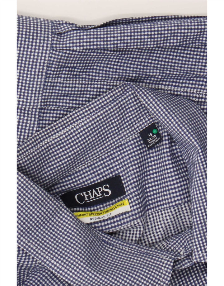 Cămașă Chaps pentru bărbați, cu o formă regulată, mărimea 18 2XL, bumbac vichy albastru
