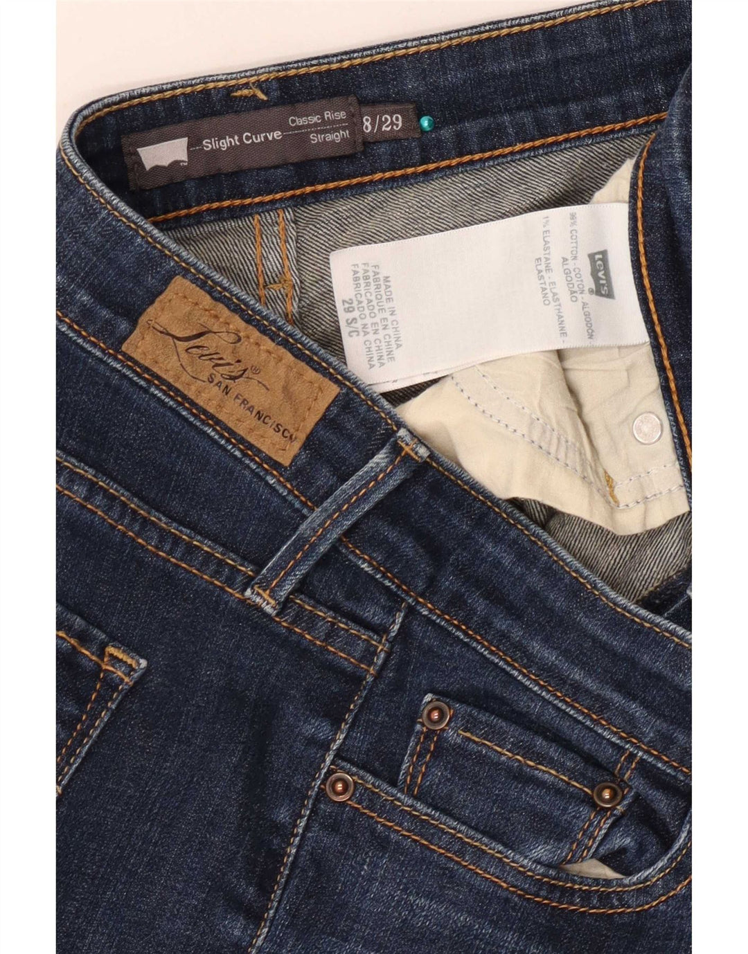 Blugi drepti pentru femei Levi's Slight Curve US 8 Medium W29 L29 Bleumarin