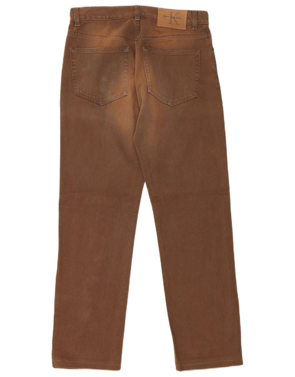 CALVIN KLEIN Blugi drepti pentru bărbați W31 L29 bumbac maro